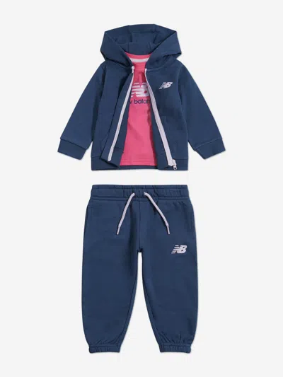 New Balance Girls T-shirt And Tracksuit Set In Blue