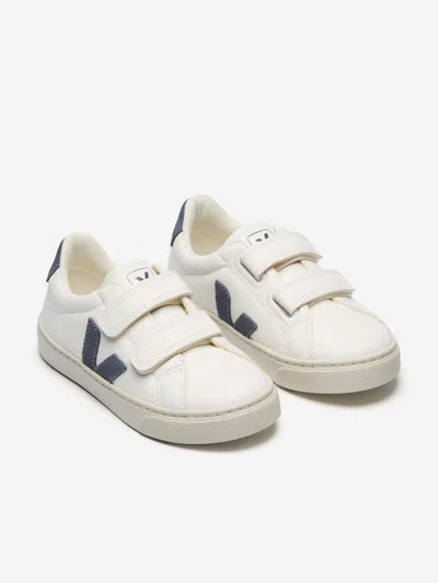 Veja Boys Leather Small Esplar Trainers In White