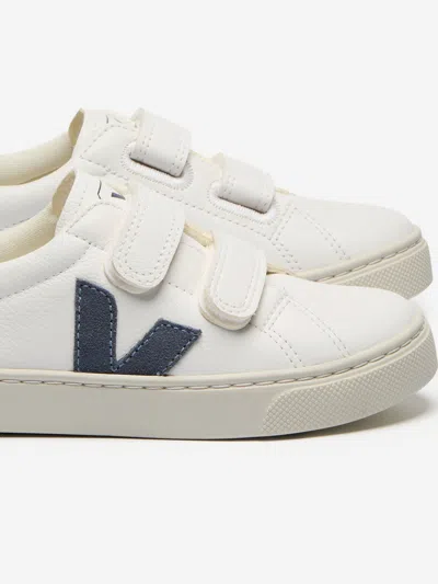 Veja Boys Leather Small Esplar Trainers In White