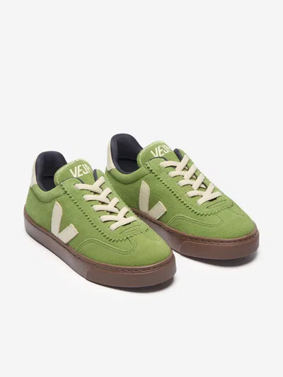 Veja Kids Suede Small Volley Trainers In Green
