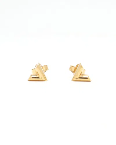 Pre-owned Louis Vuitton Essential V Stud Earrings In Gold