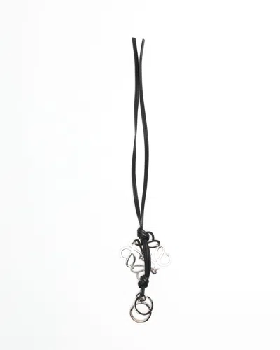 Loewe Anagram And Calfskin Strap Bag Charm In Black
