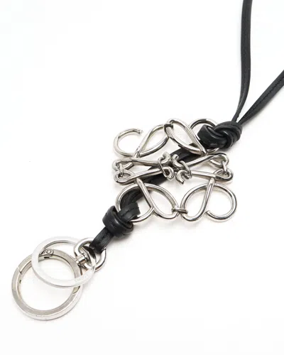 Loewe Anagram And Calfskin Strap Bag Charm In Black