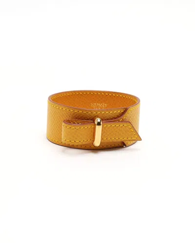 Pre-owned Hermes Hermès Artemis Leather Bracelet In Yellow