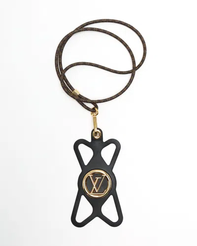 Pre-owned Louis Vuitton Monogram Louise Phone Holder In Black