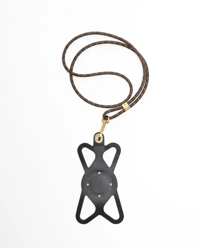 Pre-owned Louis Vuitton Monogram Louise Phone Holder In Black