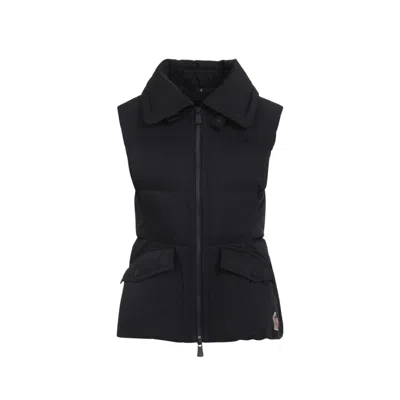 Moncler Padded High Collar Vest With Flap Pockets In Black