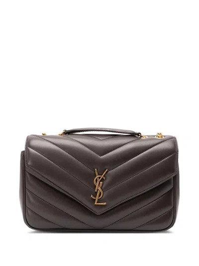 Saint Laurent Dark Grey Loulou Shoulder Bag In Brown