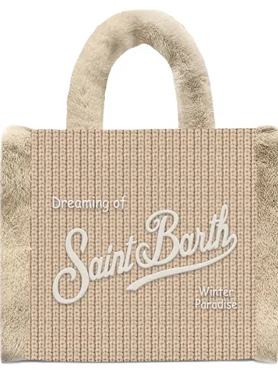 Mc2 Saint Barth Colette Shearling Rib Tote Bag In Neutral
