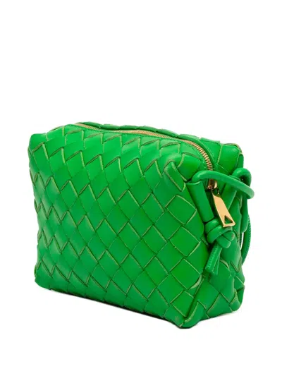 Pre-owned Bottega Veneta 2012-2025 Mini Lambskin Intrecciato Loop Camera Bag Crossbody Bag In Green