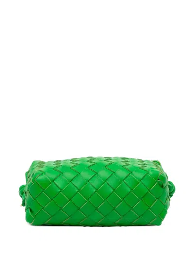 Pre-owned Bottega Veneta 2012-2025 Mini Lambskin Intrecciato Loop Camera Bag Crossbody Bag In Green