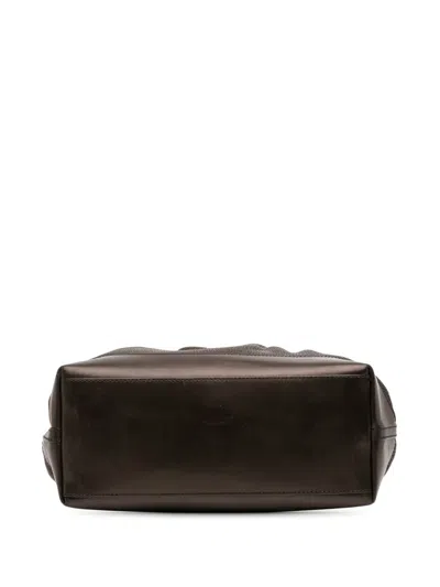 Pre-owned Burberry 2000-2017 Calfskin Bridle Hepburn Satchel In Brown