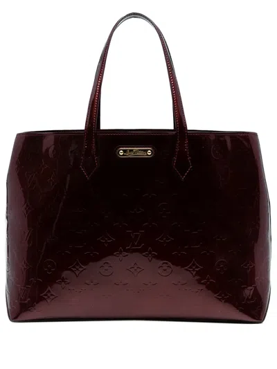 Pre-owned Louis Vuitton 2021-2025 Monogram Vernis Wilshire Mm Tote Bag In Red