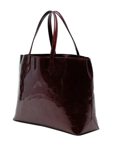 Pre-owned Louis Vuitton 2021-2025 Monogram Vernis Wilshire Mm Tote Bag In Red
