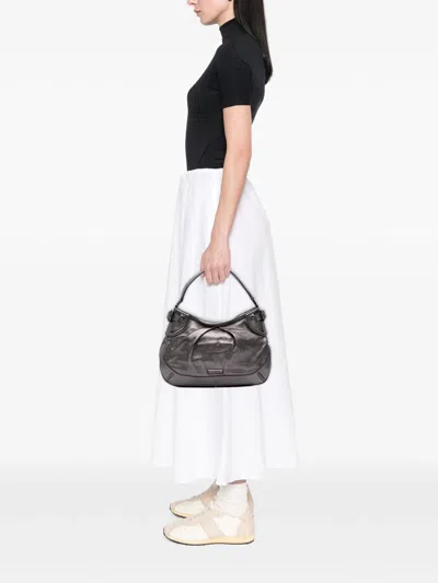 Pre-owned Burberry 2000-2017 Metallic Leather Fairby Hobo Bag In Gray