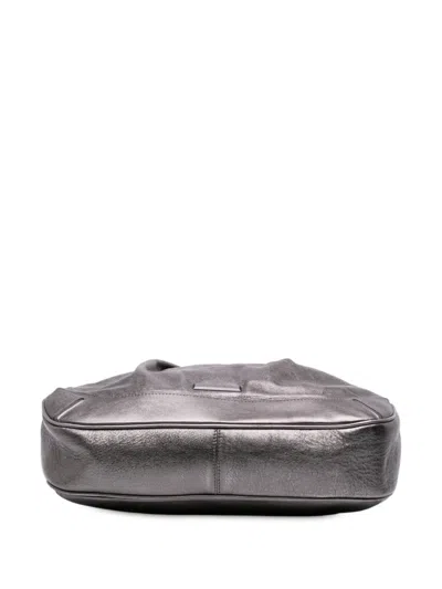 Pre-owned Burberry 2000-2017 Metallic Leather Fairby Hobo Bag In Gray