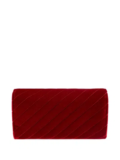 Jimmy Choo Logo-embellishment Velvet Clutch Bag In Red