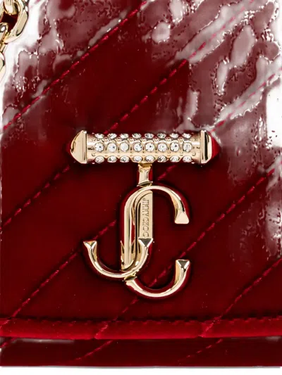 Jimmy Choo Logo-embellishment Velvet Clutch Bag In Red