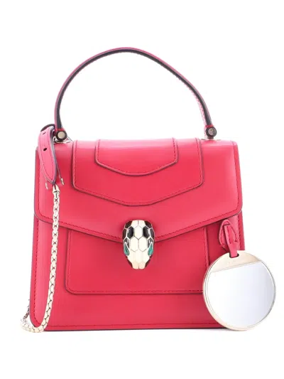 Pre-owned Bvlgari Serpenti Forever Top Handle Bag Leather Small Satchel In Pink