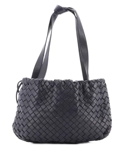 Pre-owned Bottega Veneta Bulb Intrecciato Nappa Small Shoulder Bag In Black