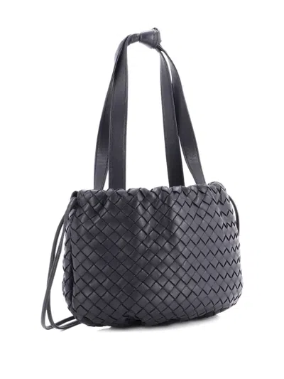 Pre-owned Bottega Veneta Bulb Intrecciato Nappa Small Shoulder Bag In Black