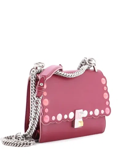 Pre-owned Fendi Kan I Bag Studded Leather Small Shoulder Bag In Red