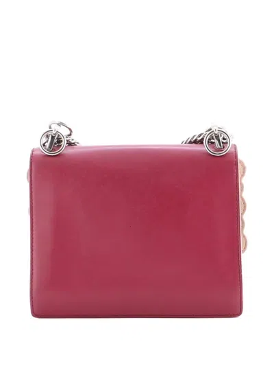 Pre-owned Fendi Kan I Bag Studded Leather Small Shoulder Bag In Red