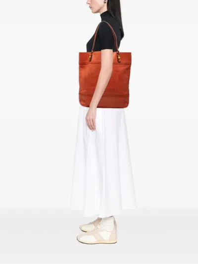 Pre-owned Gucci 2000-2015 Large Leather Laidback Crafty Tote Bag In Orange