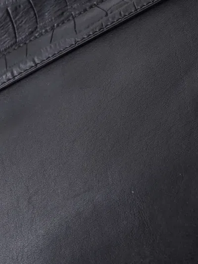 Pre-owned Celine Trapeze Bag Crocodile Embossed Leather Medium Satchel In Black