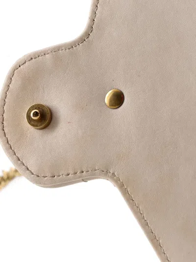Pre-owned Gucci Gg Marmont Chain Wallet Matelasse Leather Mini Crossbody Bag In Neutral