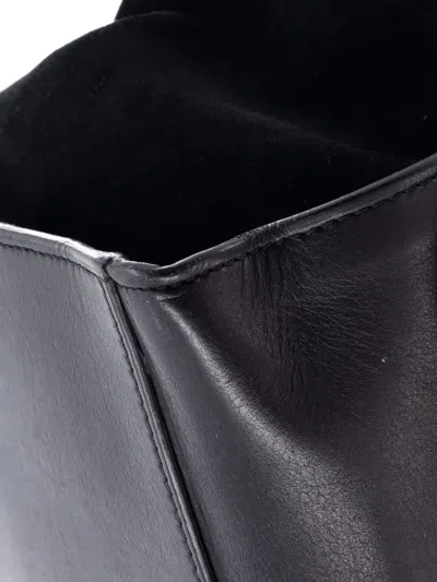 Pre-owned Celine Trapeze Bag Crocodile Embossed Leather Medium Satchel In Black