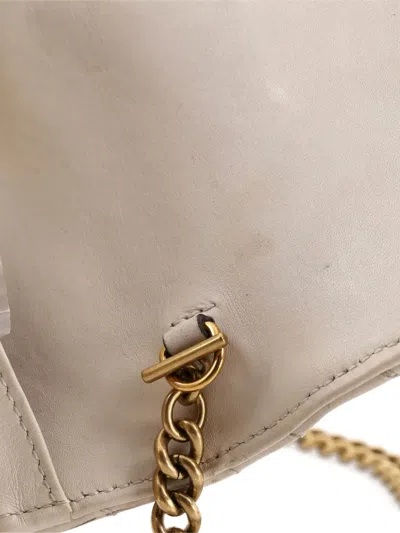 Pre-owned Gucci Gg Marmont Chain Wallet Matelasse Leather Mini Crossbody Bag In Neutral