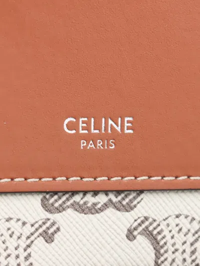 Pre-owned Celine 2018-2025 Mini Triomphe Coated Canvas Camera Bag Crossbody Bag In White