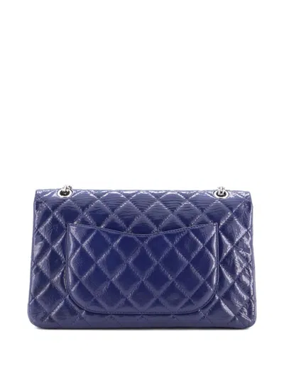 Pre-owned Chanel Reissue 2.55 Flap Bag Quilted Crinkled Patent 227 Shoulder Bag In Blue