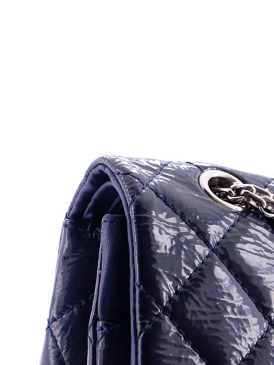 Pre-owned Chanel Reissue 2.55 Flap Bag Quilted Crinkled Patent 227 Shoulder Bag In Blue