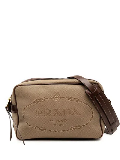 Pre-owned Prada 2013-2025 Canvas Canapa Logo Crossbody Bag In Brown
