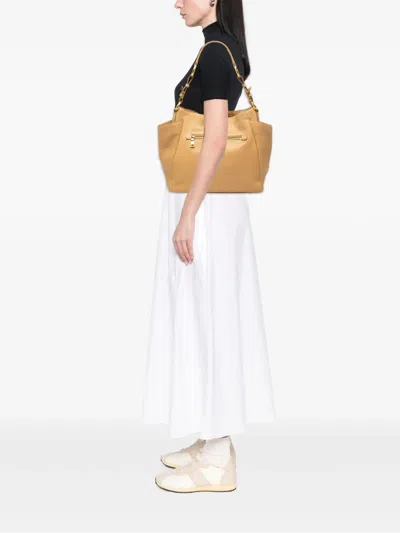 Pre-owned Prada 2000-2025 Vitello Daino Front Zip Hobo Bag In Brown