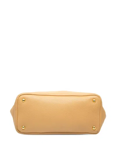 Pre-owned Prada 2000-2025 Vitello Daino Front Zip Hobo Bag In Brown