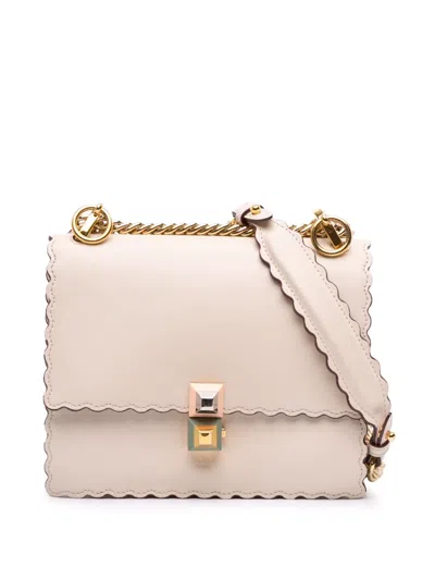 Pre-owned Fendi 2010-2025 Small Scalloped Leather Kan I Crossbody Bag In Pink