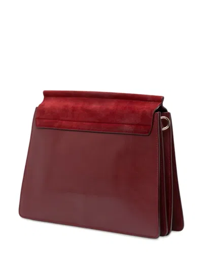 Pre-owned Chloé 2017 Medium Calfskin And Suede Faye Crossbody Bag In Red