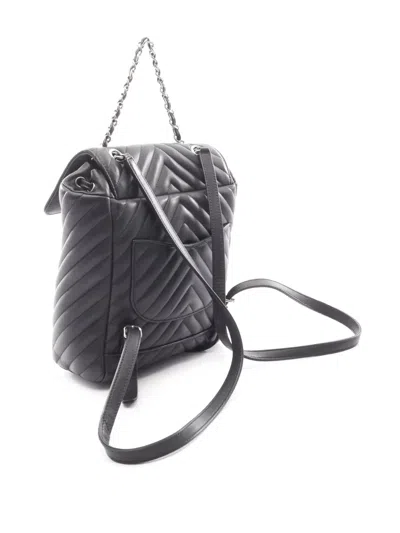 Pre-owned Chanel 2016-2017 Chevron Lambskin Urban Spirit Backpack In Black
