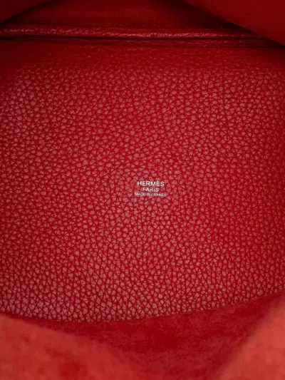 Pre-owned Hermes 2017 Clemence Picotin Lock 22 Handbag In Red