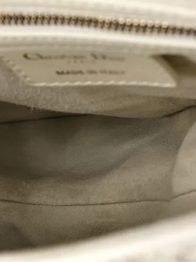 Pre-owned Dior Saddle Handbag With Strap Printed Leather Medium Shoulder Bag In White