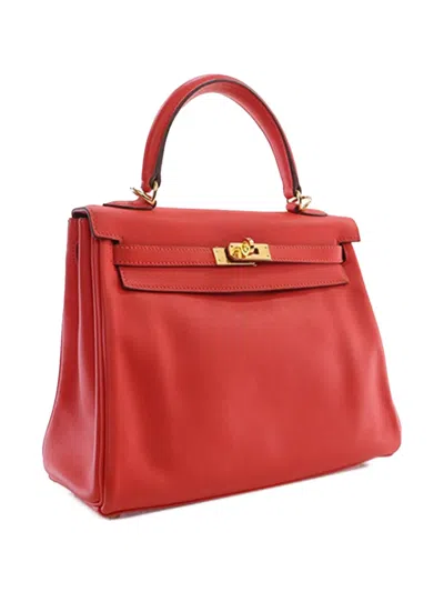 Pre-owned Hermes 2015 Swift Kelly Ii Retourne 25 Satchel In Red