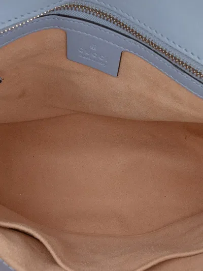 Pre-owned Gucci 2016-2025 Small Gg Marmont Matelasse Leather Top Handle Bag Satchel In Blue