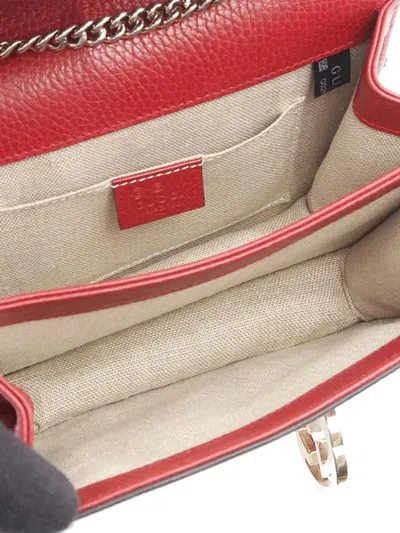 Pre-owned Gucci 2016-2025 Small Dollar Calfskin Interlocking G Crossbody Bag In Red