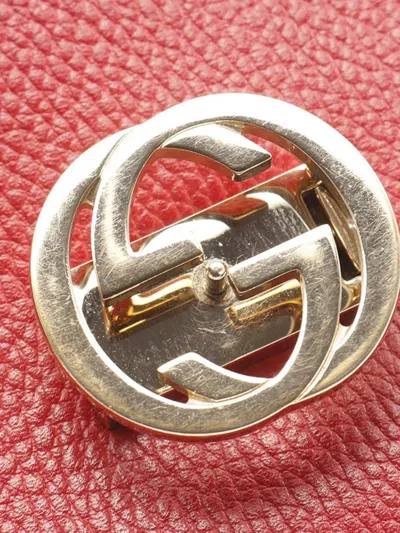 Pre-owned Gucci 2016-2025 Small Dollar Calfskin Interlocking G Crossbody Bag In Red