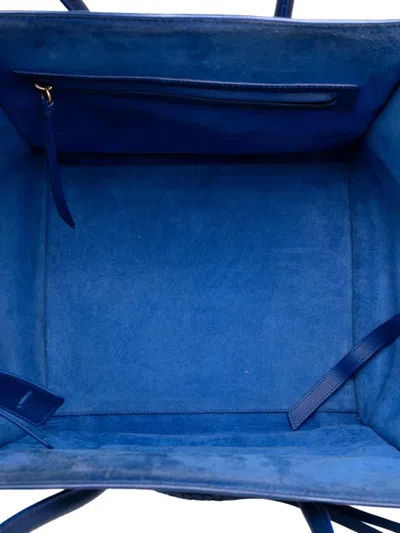 Pre-owned Celine 2012 Medium Grained Calfskin Phantom Luggage Tote Bag In Blue