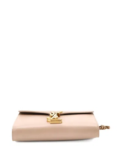 Pre-owned Saint Laurent Cassandra Chain Shoulder Bag Leather Small Crossbody Bag In Neutral