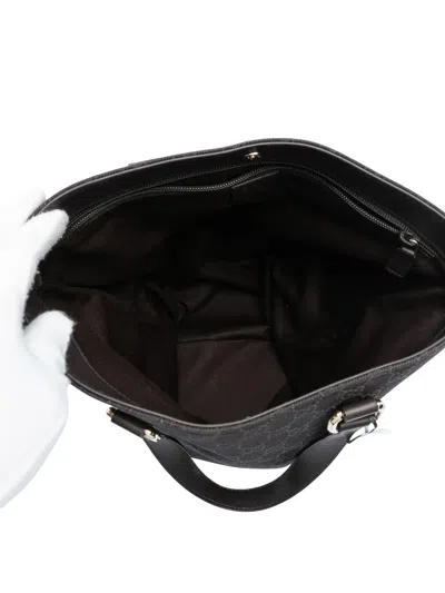 Pre-owned Gucci 2016-2025 Gg Denim Tote Bag In Brown